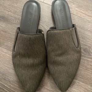 Jenni Kayne Dark Brown Pointed Haircalf Mules